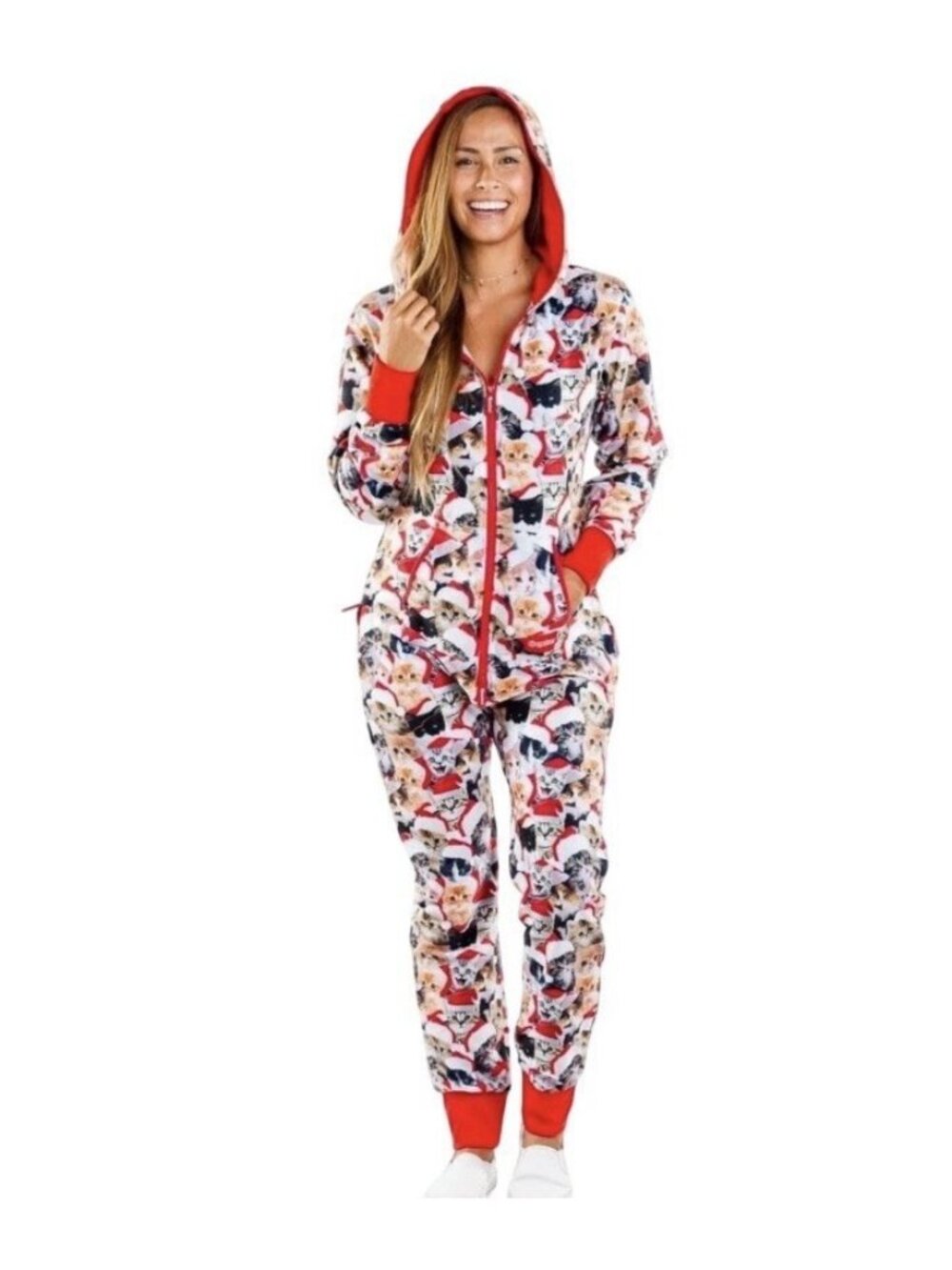 Tipsy Elves Full Zip Cat Pajamas M Jumper Christmas
